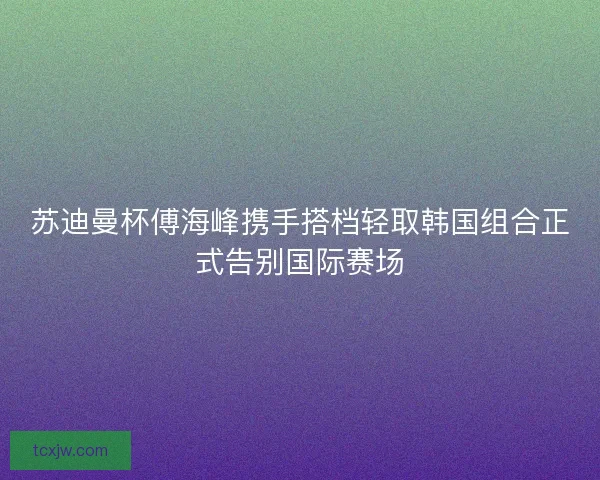 苏迪曼杯傅海峰携手搭档轻取韩国组合正式告别国际赛场