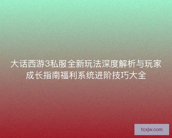 大话西游3私服全新玩法深度解析与玩家成长指南福利系统进阶技巧大全