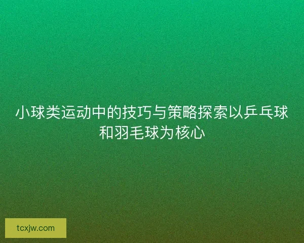 小球类运动中的技巧与策略探索以乒乓球和羽毛球为核心