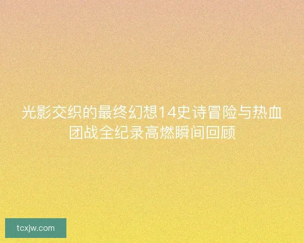 光影交织的最终幻想14史诗冒险与热血团战全纪录高燃瞬间回顾