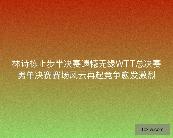 林诗栋止步半决赛遗憾无缘WTT总决赛男单决赛赛场风云再起竞争愈发激烈